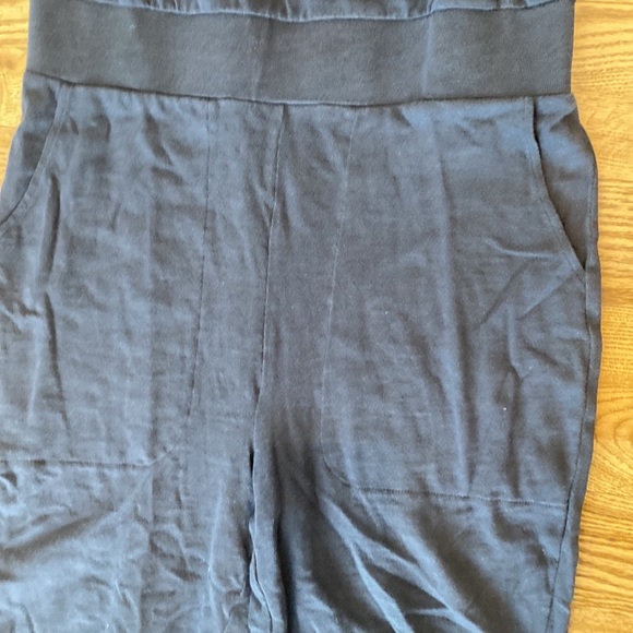 FP Beach 100% cotton button front 3/4 sleeve charcoal gray jumpsuit neutral tone - Picture 4 of 8